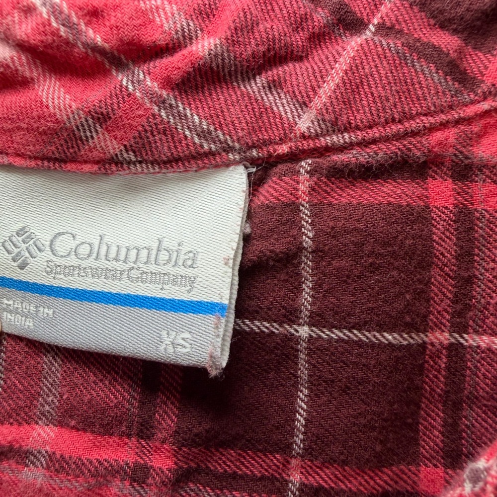 Columbia Women XS‎ Red Plaid Flannel Button Down Shirt Long Sleeve - Picture 3 of 8